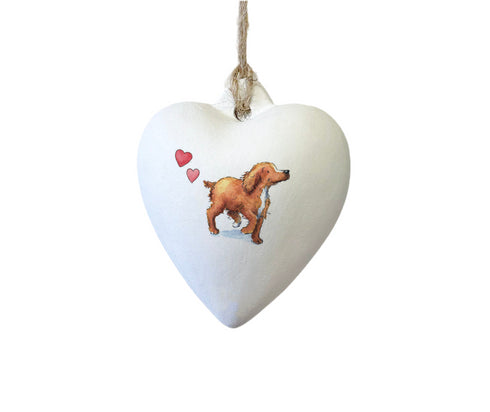 Cocker (Working) Red Ceramic Heart Bauble